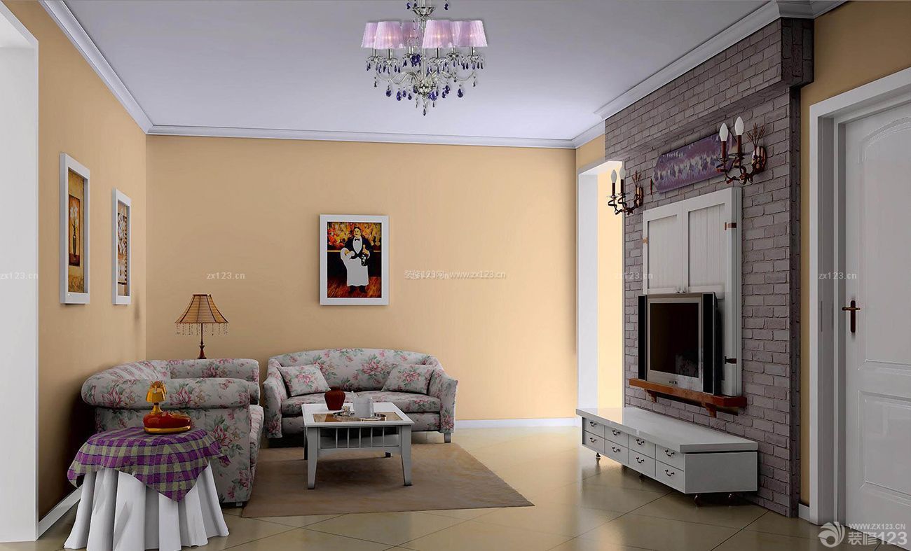 房子家装客厅装修设计图片大全南北80平_装修123效果图